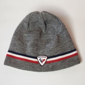 Rossignol Gray Knit Hat with Red and Blue Accents